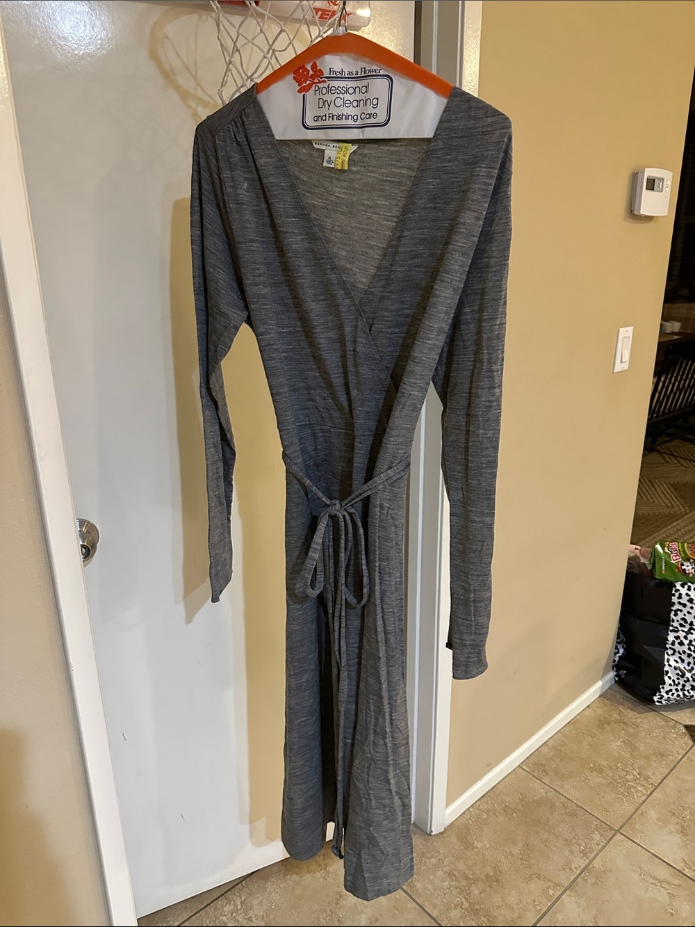 Banana Republic Heather Gray Wrap Maxi Dress with Tie